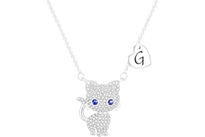 Esmoly Regali per Ragazze Cat Collane per Ragazze Iniziale Collana Cuore Lettera A-Z Carino Regali di Compleanno per le Donne Figlia Nipote Nipote 16+2 Pollici
