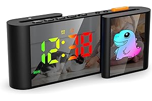 Lancoon - Reloj despertador digital con pantalla RGB de 10 colores, luz nocturna, función de repetición, volumen, brillo ajustable, juego de alarmas dual para niños