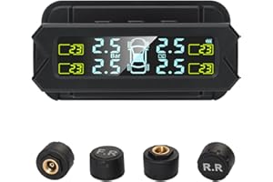 Shkalacar USB/Solar TPMS 0-81 PSI system monitorowania ciśnienia w oponach z 4 czujnikami, 5 trybami alarmu, wyświetlacz LCD z automatycznym podświetleniem tła do samochodów limuzyn, SUV, MPV