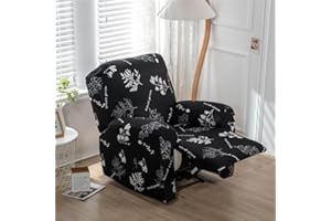 ABZDUNG Recliner Chair Covers with Pockets for Electric Chair, 4 Pieces Floral Stretch Recliner Sofa Slipcovers Non Slip Reclining Sofa Cover Furniture Protector(B3)