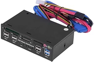 Richer-R Medien Multifunktions Dashboard, 5.25 Zoll Media Armaturenbrett Frontplatte Dashboard USB3.0/2.0 Hub eSATA SATA Audio Multi Kartenleser,unterstützt M2/TF/SD/MMC/MS/CF Schwarz