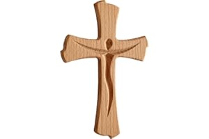 Kaltner Präsente - Crocifisso in vero legno di faggio, idea regalo moderna, per parete, 20 cm