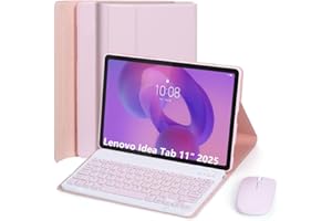 EHLCYS Funda con Teclado para Lenovo Idea Tab 11 Pulgadas 2025 Modelos (TB-336ZU/TB-336FU), Español Ñ Teclado Inalámbrico Bluetooth Desmontable, Funda Ultrafina Multiángulo con Ratón,Rosado