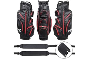 CARPMADNESS MK GolfBag Tour Pro Trolleybag 14 Fächer Getränkekühlfach Golftasche Rot wasserdicht Bag Golf und 12 Golfbälle gratis Paket