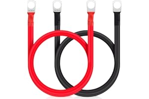JatilEr 2 cables para batería M8 de 50 cm, cable de batería de 12 V, cable de batería de 35 mm², cable de puente de cobre, batería de coche más cable de 2 ojales, para motocicleta, paneles