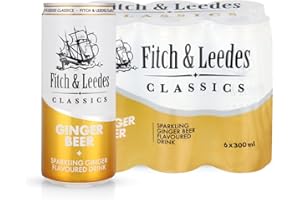 Fitch & Leedes Classic Ginger Beer Mixer for Spirits & Cocktails (6 x 300ml) – Ideal Companion for Rum, Brandy, and Flavoured Whiskeys, Perfect for Crafting Spicy Cocktails