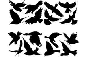 FRALNFIT Bird Window Stickers, 16Pcs Large Size Anti-Collision Window Clings, Bird Shape Silhouettes Decals, Window Stickers to Deter Birds, Bird Stickers for Preventing Bird Strikes on Window Glass Door