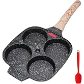 Bobikuke Pancake Pan, Pan Eggs Poche 4 Holes Frying Pan, Black | Aluminium Non-Stick Frying Pan for Breakfast Fried Eggs Burg