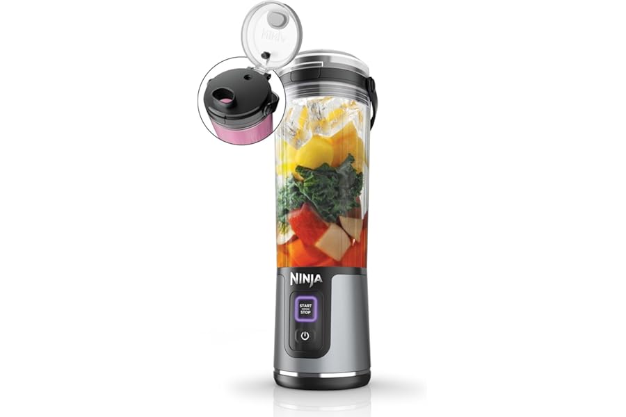 Ninja Blast Portable Blender, 530ml, Leakproof Lid & Sip Spout, Powerful Cordless Mini Blender, Rechargeable, Portable Smoothies, Protein Shakes, Blends Ice & Frozen Fruit, Black, BC151UKBK
