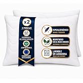 FAM' Home Set of 2 Luxury Hypoallergenic Pillows, 50 x 70 cm, Volume Filling (720 g), White Ergonomic Pillow, Easy Care, Pill