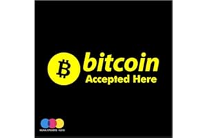 MURAL STICKERS Adesivo Sticker Bitcoin - PAGAMENTI CRIPTOVALUTE - VETRINE - FINESTRE - VETRATE- Negozi - PARETI - Pannelli - CRIPTO ATTIVITA' Commerciali - Vinile di Alta QUALITA' Giallo 2 PZ 20 X 7 CM