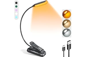 Glocusent Willow Reading Lights för böcker i sängen, 10LED Book Light, 3 färger och 3 ljusstyrkor, uppladdningsbart Book Ligh