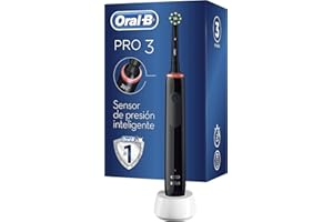 Oral-B PRO 3 Cepillo de Dientes Eléctrico con Mango Recargable y Sensor de Presión, Tecnología Braun y 1 Cabezal de Recambio, 3000 - Negro, 1 Unidad (Paquete de 1)