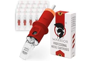 WARRIOR Cartouches aiguilles tatouage professionnelles rouges stérilisées avec gaz Eo Curve Magnum 20pcs Maquillage permanent jetable acier chirurgical (0.30 mm-1027 CMMT)