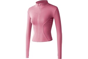 Sukany Women's Slim Fit Lightweight Athletic Full Zip Stretchy Workout Running Track Jacket with Thumb Holes