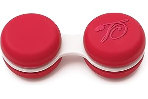 SPORTS WORLD VISION 1PC Rot Macaron-Kontaktlinsenbehälter | Kompakter, tragbarer & auslaufsicherer Kontaktlinsenhalter | Robuste, reisefreundliche Kontaktlinsenlösungsbox mit Gleiches Farbset