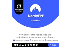 NordVPN Standard, 10 Appareils, 1 Mois, VPN & Cybersécurité, Abonnement Amazon