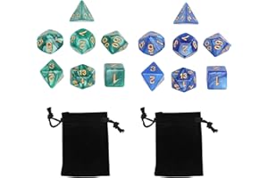 SUGHAW 14 Pezzi Set di Dadi Poliedrici con Tasche Dadi Poliedrici a Due Colori DND Dice Set in Poliedrico Riutilizzabile Acrilico Dadi D&D Gioco per Dungeons and Dragons Giochi da Ruolo Carte Tavolo