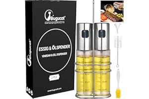 Bugucat Vaporisateur Huile avec Étagère 2 PCS, Pluvérisateur d'Huile 100ml Spray Huile d'olive avec Brosse Accessoire Plancha Parfait pour Cuisson Salade Cooking Barbecue