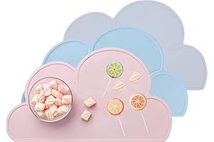 Kids Placemats for Table, ZKSMNB Silicone Placemats for Kids, Messy Mat Non Slip, Portable Easy to Clean and Storage (3 Pack)