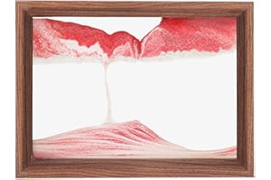 AzureLeap Pittura di Sabbia che Scorre Quadro 3D Sabbia Dinamica Paesaggio Marino, Decorazioni per Casa e Ufficio Giocattolo da Scrivania per Adulti Cornice in Legno [Rosso-10]