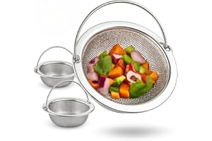 3 Piezas Colador Fregadero Cocina, Filtro de Desagüe Acero Inoxidable con Asa, Rejilla Antiobstrucción para Sink Drain Strainer, Diámetro 11 cm Exterior, 8 cm Interior, Altura 2 cm AIONIS