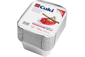 Cuki Vaschette Alluminio con coperchi - Doppia Forza - 1 porzione -rettangolari [R31L] - Formato convenienza - 1 confezione da 25 pezzi