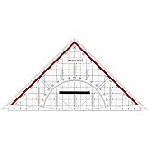 Westcott 22cm Protractor with Detachable Handle | Clear Plastic Protractor with Red Scale | Technical Scale and Protractor fo