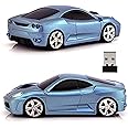 UrChoiceLtd® Car Mouse, 2.4GHz Wireless Mouse 3D 1600DPI F430 Sports Racing Car Shape Optical Usb Cordless Gaming Mouse with Headlight and Tail Light-Up (Metallic Blue)