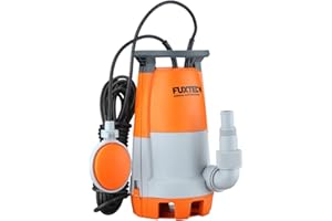 Pompe d’évacuation eaux submersible usées FUXTEC Pour bassin 350 Watt, max. 7500 l/h, hauteur de refoulement max. 7 m, épaisseur éléments jusqu'à 20 mm, interrupteur à flotteur réglable en continu