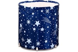 Sinbide Bañera plegable, bañera de spa portátil, bañera de cubo, bañera de PVC de 3 capas, bañera piscina, cubo de baño para adultos y bebés (Estrella Azul)