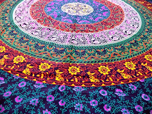 Unique Indian Hippie Mandala Multi Color Tapestry by Craftozone (240×220 cms) - 3