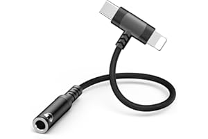 Rydkas 2-IN-1 USB C + Lighting a 3,5 mm Audio Adapter per iPhone Headphone, Aux per jack per cuffie, HiFi Aux a USB C e Lighting Adapter per iPhone 16 15 14 13 12 11, Galaxy S25/S24/S23/S22
