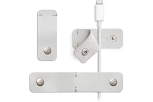 Twelve South SurfaceSnap | 3 szt., skórzane organizery na sznurki/zarządzanie kablami z nieuszkodzonym klejem do każdej powierzchni (szare)