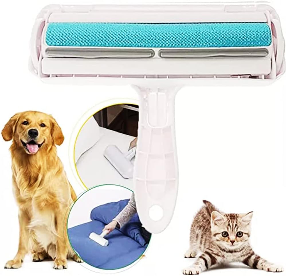 Mobee Enfein Kedi Köpek sürgülü Tüy Toplayıcı Hazneli 2 Yönlü Kıyafet koltuk Halı Yatak Kıl Toz Tüy Toplayıcı sürgülü Gırgır Mavi