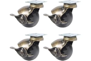 AISAVING 2 Inch Swivel Caster Wheels 360 Degree Rotating Ball Caters Wheel Top Plate Hooded Furniture Caster 66Lbs Capacity,Pack of 4(Ball Caster + Brake, 2 inch)