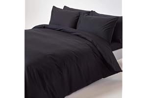 Homescapes Bettwäsche-Set 3-teilig Bettbezug 240 x 220 cm mit Kissenhüllen 80 x 80 cm schwarz 100% Reine ägyptische Baumwolle Fadendichte 200 Perkal-Bettwäsche