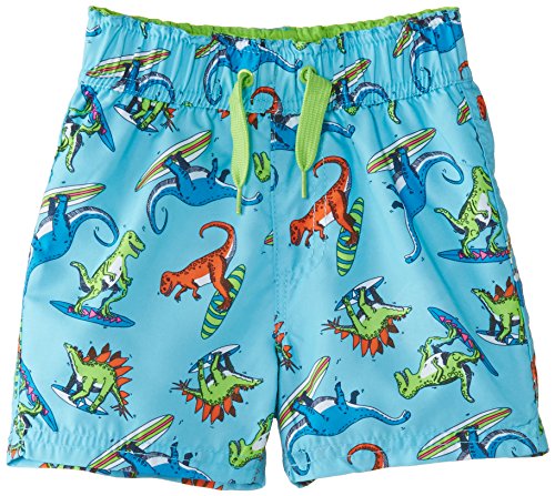 Pumpkin Patch Baby Boys 0-24M Dino Print Boardie Trunks, Blue Fish, 6-12 Months