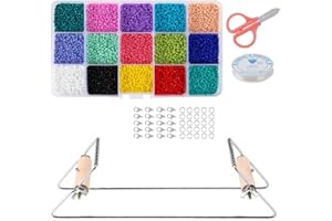 SAGASAVE Lot de 15 métiers à tisser de perles - Avec perles de couleurs - Kit de métier à tisser - Machine à tricoter - Pour le bricolage, les bijoux faits à la main - Argenté