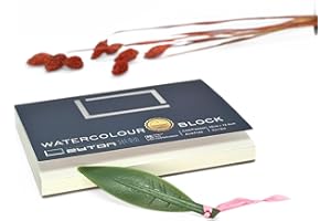 Leyton Petit Bloc de Papier Aquarelle 100% coton, 350g/m² (160lb), Grain Fin, pressé à froid, 18cmx12.5cm, 20 feuilles, Qualité Professionnelle.