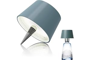 MU LIN lampada da tavolo ricaricabile a forma di bottiglia, senza fili, con controllo touch a 3 livelli di temperatura colore, dimmerabile, ideale per soggiorno e ristorante