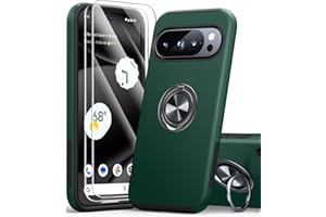 AOUIA für Google Pixel 10/10 Pro Hülle mit 2 Stück Schutzglas, 3-in-1 Schutzhülle, 360°Ring Ständer, Kratzfest Stoßfeste Handyhülle für Pixel 10/Pixel 10 Pro, Dunkelgrün