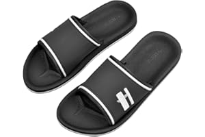 Harssidanzar Slide Sandals For Mens,Open Toe Sandals with Soft Lightweight Arch Support Footbed KM231UK