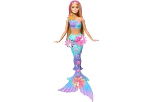 Barbie Mermaid Toy Dolls with Surprise Magic Blooming Flowers Feature, Ombre Tails, Pearl Headband Accessory & Long Blonde Hair with Pink Highlights, JDM72