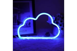 AOOTE Neonowe światło LED, chmura, niebieskie neonowe światło, znak chmury, neonowe światła na baterie lub USB, dekoracja pokoju, szyld reklamowy, neonowa lampka nocna do sypialni, baru, na imprezę,