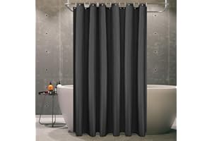 KIPIDA Duschvorhang Textil, Anti-Schimmel, Wasserdichter, Waschbar Anti-Bakteriell Stoff Polyester Badewanne Vorhang mit 8 Duschvorhängeringen