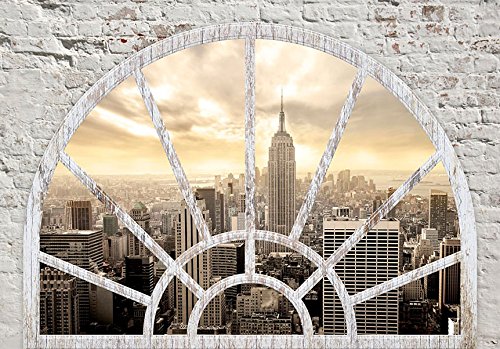 Fototapete Fenster nach New York 350×245 cm – VLIES TAPETE PREMIUM – PROFI QUALITÄT – Top moderne Wanddeko – Riesen Wandbild – Top Design Tapete – Neue exklusive Edition mit noch besser Druckauflösung – Deutsches Premium Vlies – City Stady New York Fenster d-A-0043-a-b - 3