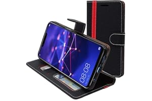 ebestStar - Funda para Huawei Mate 20 Lite (2018), Carcasa Libro Capa, Protectora Cartera, Cuero PU Soporte Tarjeta, Negro/Rojo