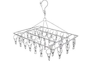 Mokife Estante de Secado de Calcetines con 36 Clips, Secador de Ropa Interior Giratorio a Prueba de Viento, Colgador de Ropa de Acero Inoxidable para Línea de Lavado, Interior y Exterior