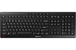 CHERRY STREAM KEYBOARD WIRELESS, Klawiatura Bezprzewodowa, Układ EU (QWERTY), 2,4 GHz, Ciche Klawisze, Płaska Konstrukcja, Zasilanie Bateryjne, Czarny